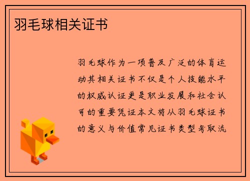 羽毛球相关证书